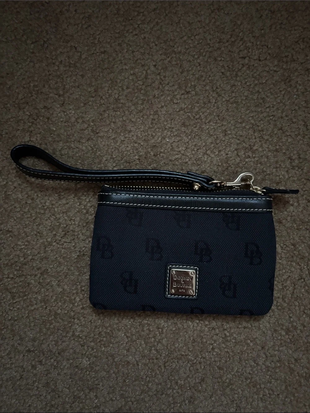 Dooney & Bourke Navy and Black Logo Wristlet